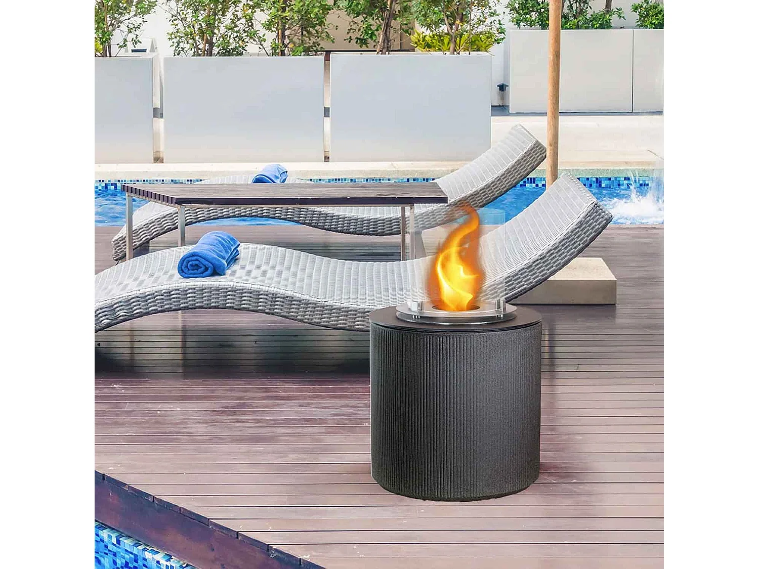 Modigliani - Chimenea de bioetanol de suelo ø 36xH56 cm, gris