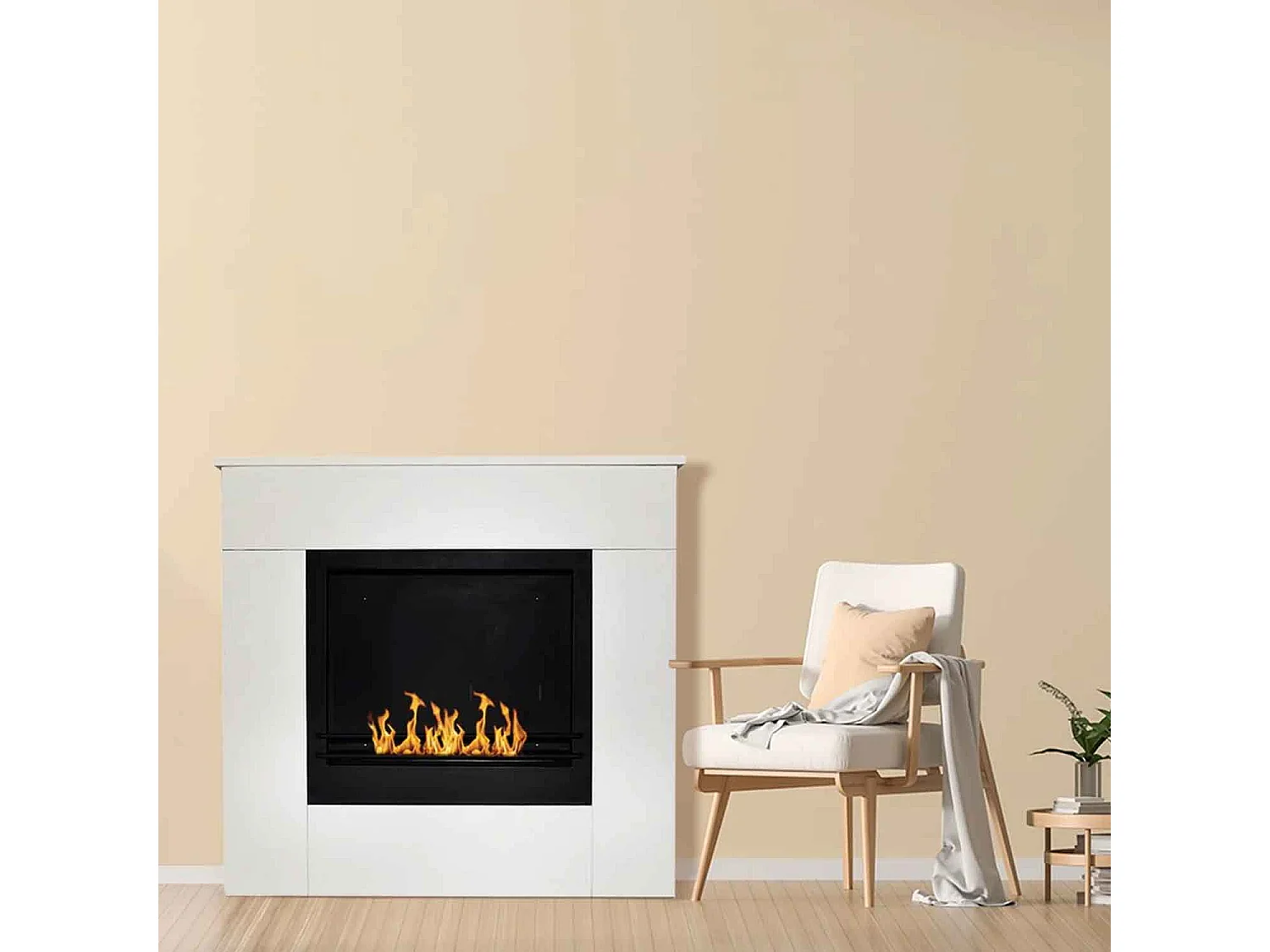 Michelangelo - Camino a bioetanolo da terra in legno 96x36xH90 cm