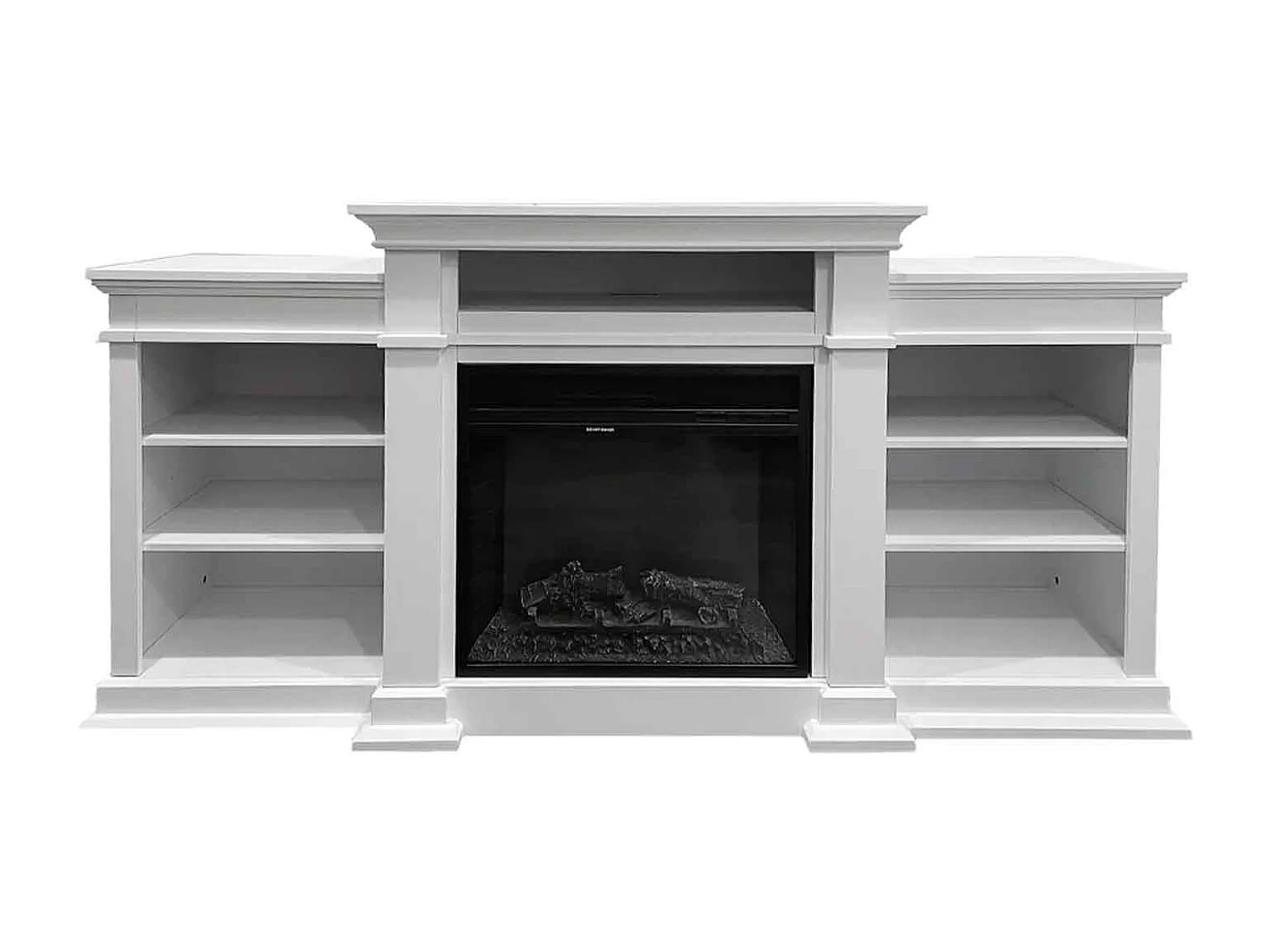 Biden - Chimenea eléctrica de suelo en madera 179x48xH85 cm, efecto llama, color blanco