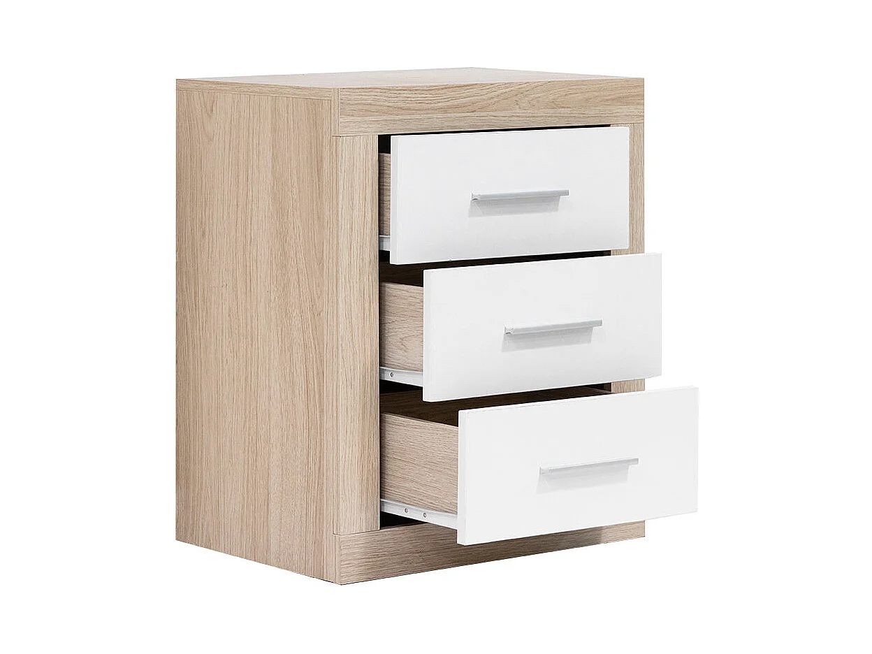 Mesita de Noche Kiara 3 Cajones Cambria y Grafito 50x60 cm