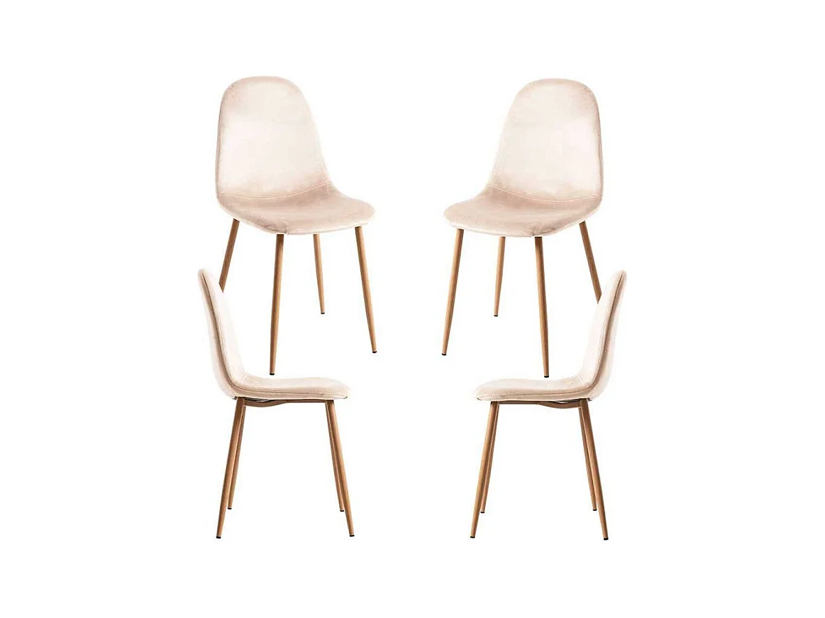 Packs Sillas Comedor - Pack 4 Sillas Teok Terciopelo - Beige