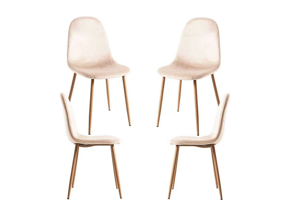 Packs Sillas Comedor - Pack 4 Sillas Teok Terciopelo - Beige