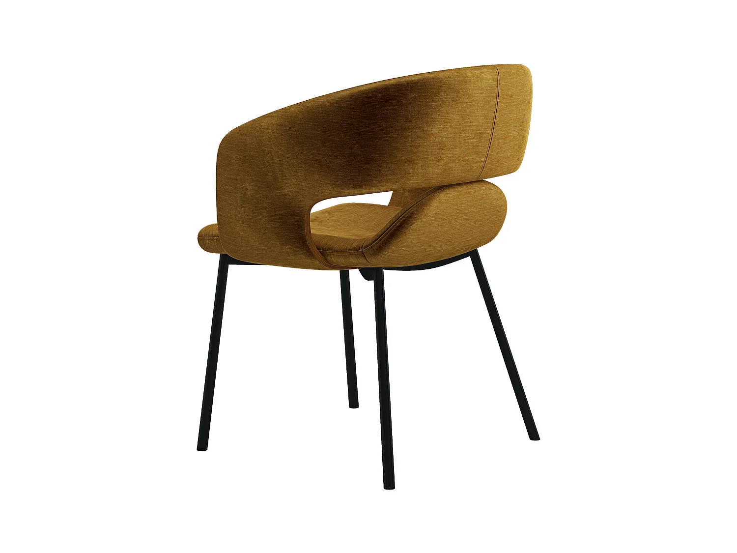 TRAVIS-Sedia in tessuto zafferano e metallo nero