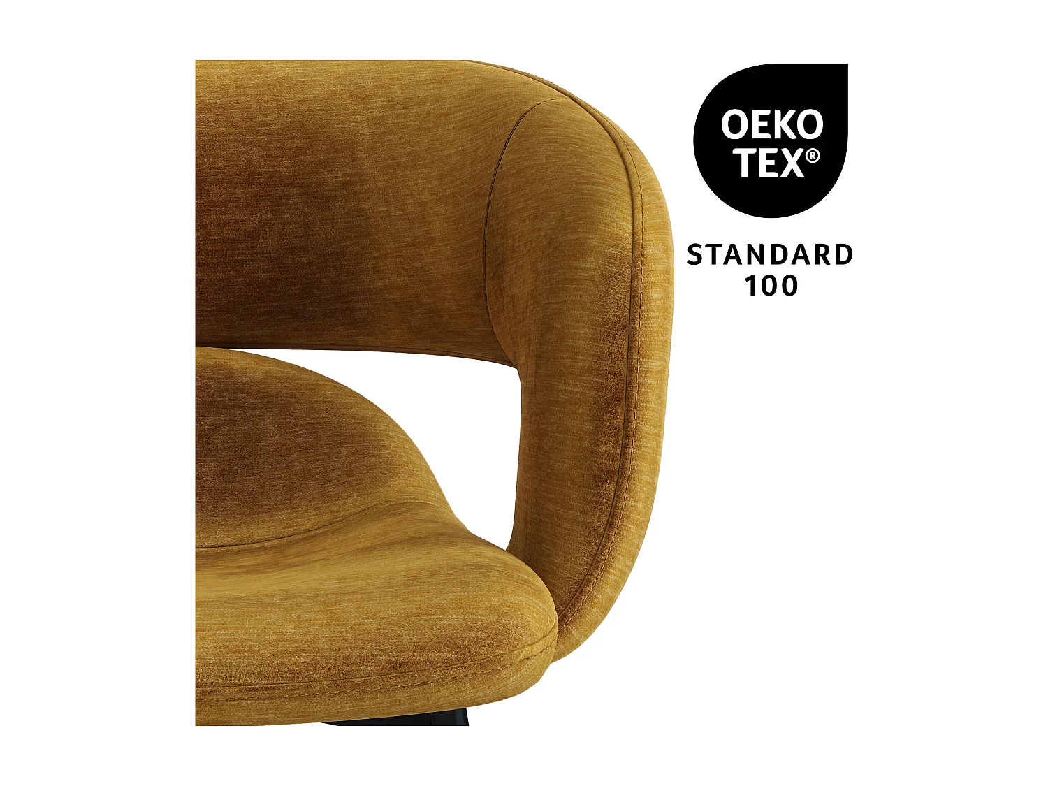 TRAVIS-Sedia in tessuto zafferano e metallo nero