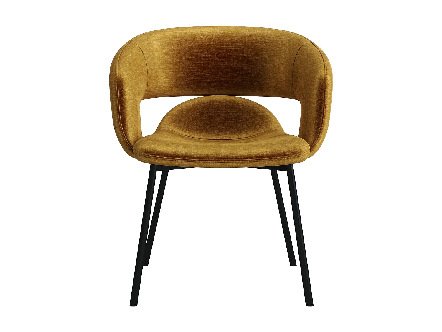 TRAVIS-Sedia in tessuto zafferano e metallo nero