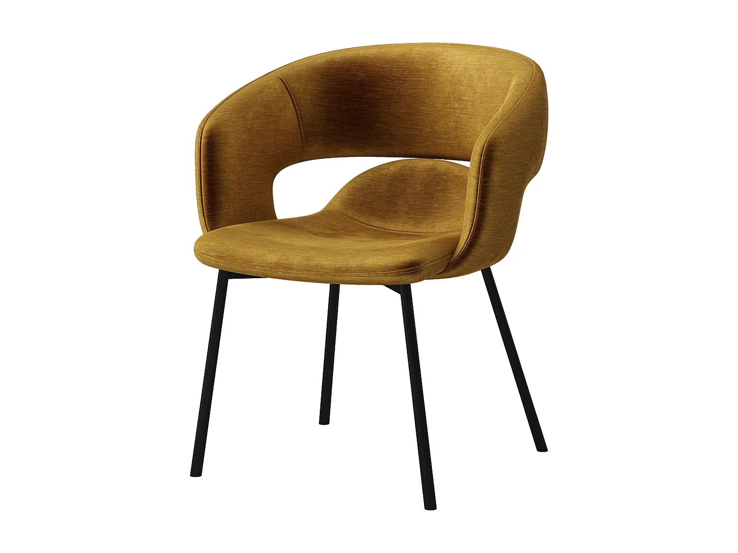 TRAVIS-Sedia in tessuto zafferano e metallo nero