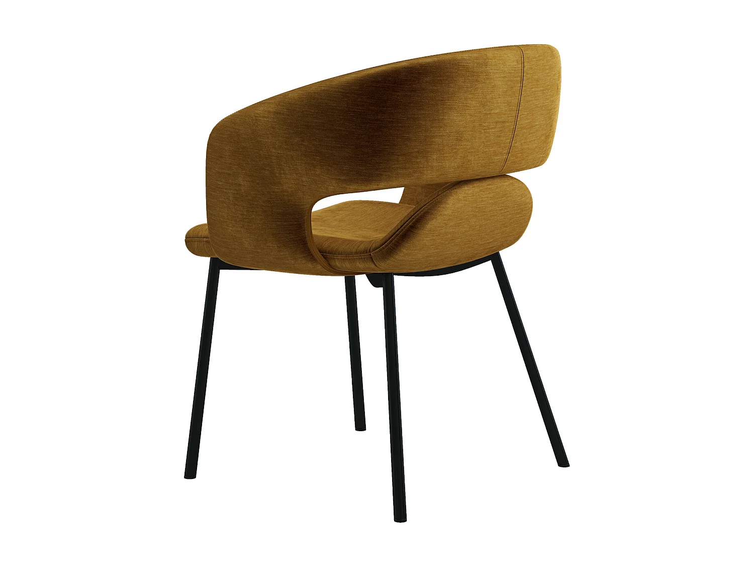 TRAVIS-Sedia in tessuto zafferano e metallo nero