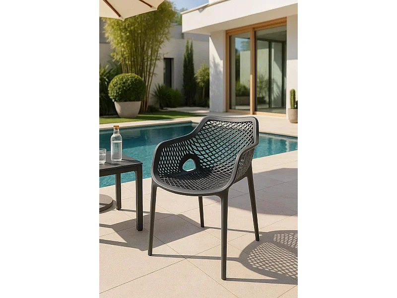 Sillas Comedor - Silla Kusin con Brazos - Gris oscuro