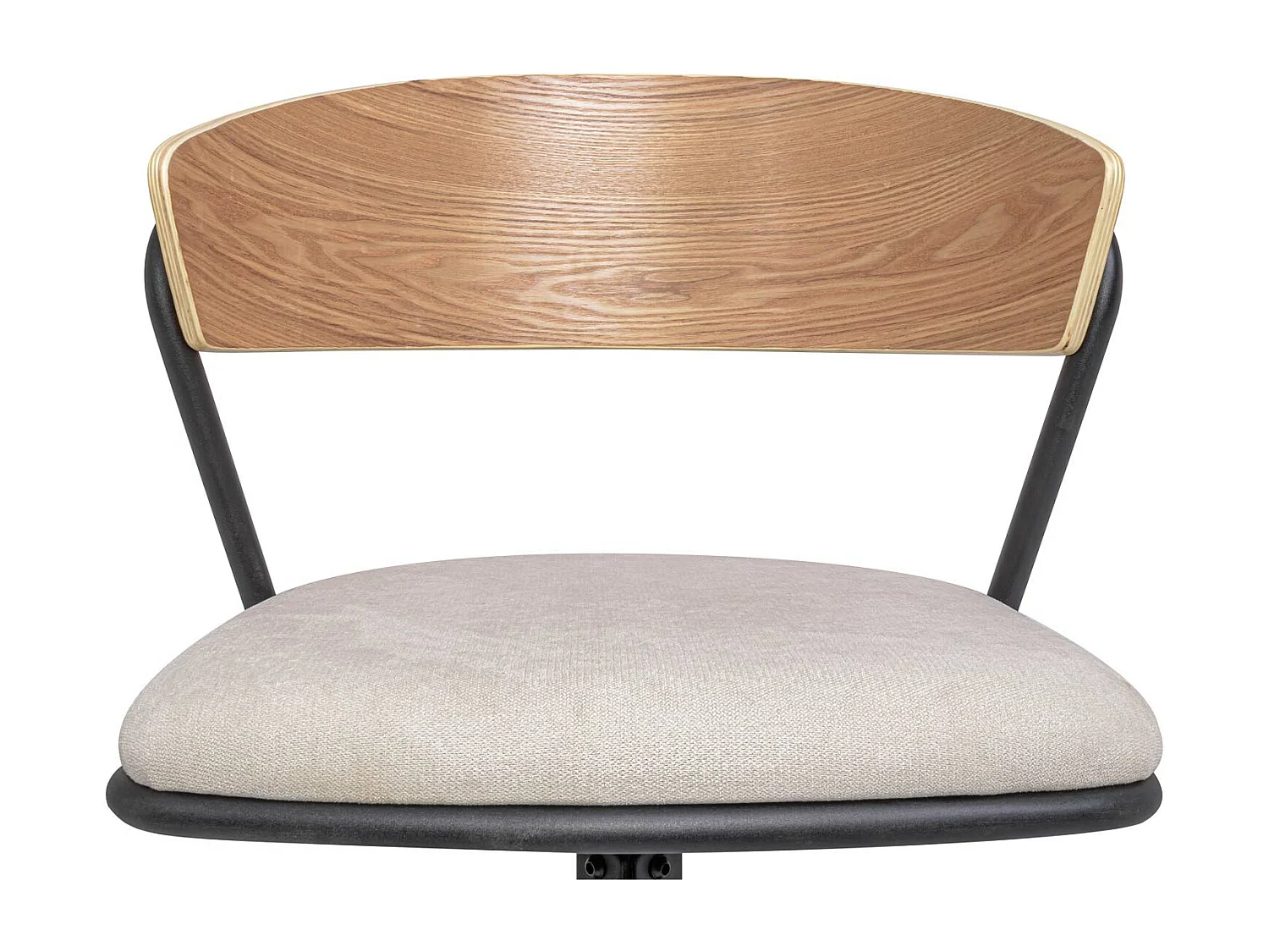 Seul - Juego de 2 sillas de diseño en metal, respaldo en madera maciza y asiento en tejido, giratoria 360°