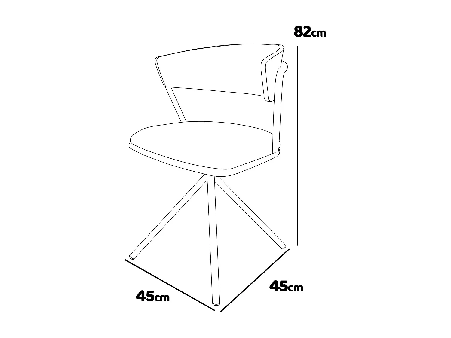 Seul - Juego de 2 sillas de diseño en metal, respaldo en madera maciza y asiento en tejido, giratoria 360°