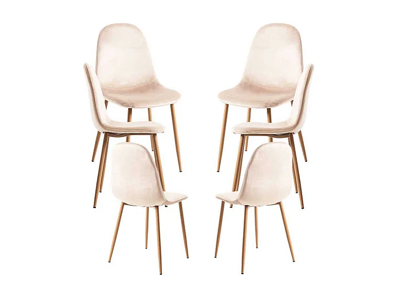 Packs Sillas Comedor - Pack 6 Sillas Teok Terciopelo - Beige