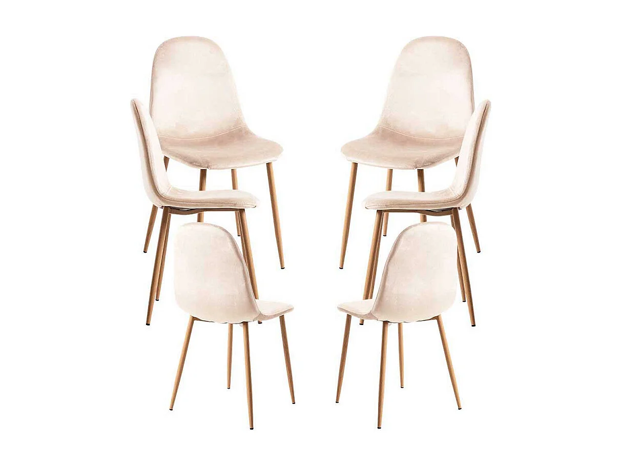 Packs Sillas Comedor - Pack 6 Sillas Teok Terciopelo - Beige