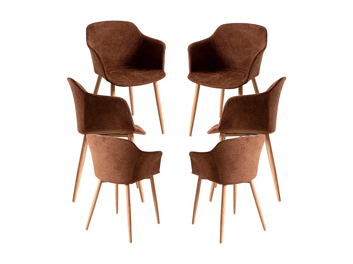 Packs Sillas Comedor - Pack 6 Sillas Kivi Tela - Marrón