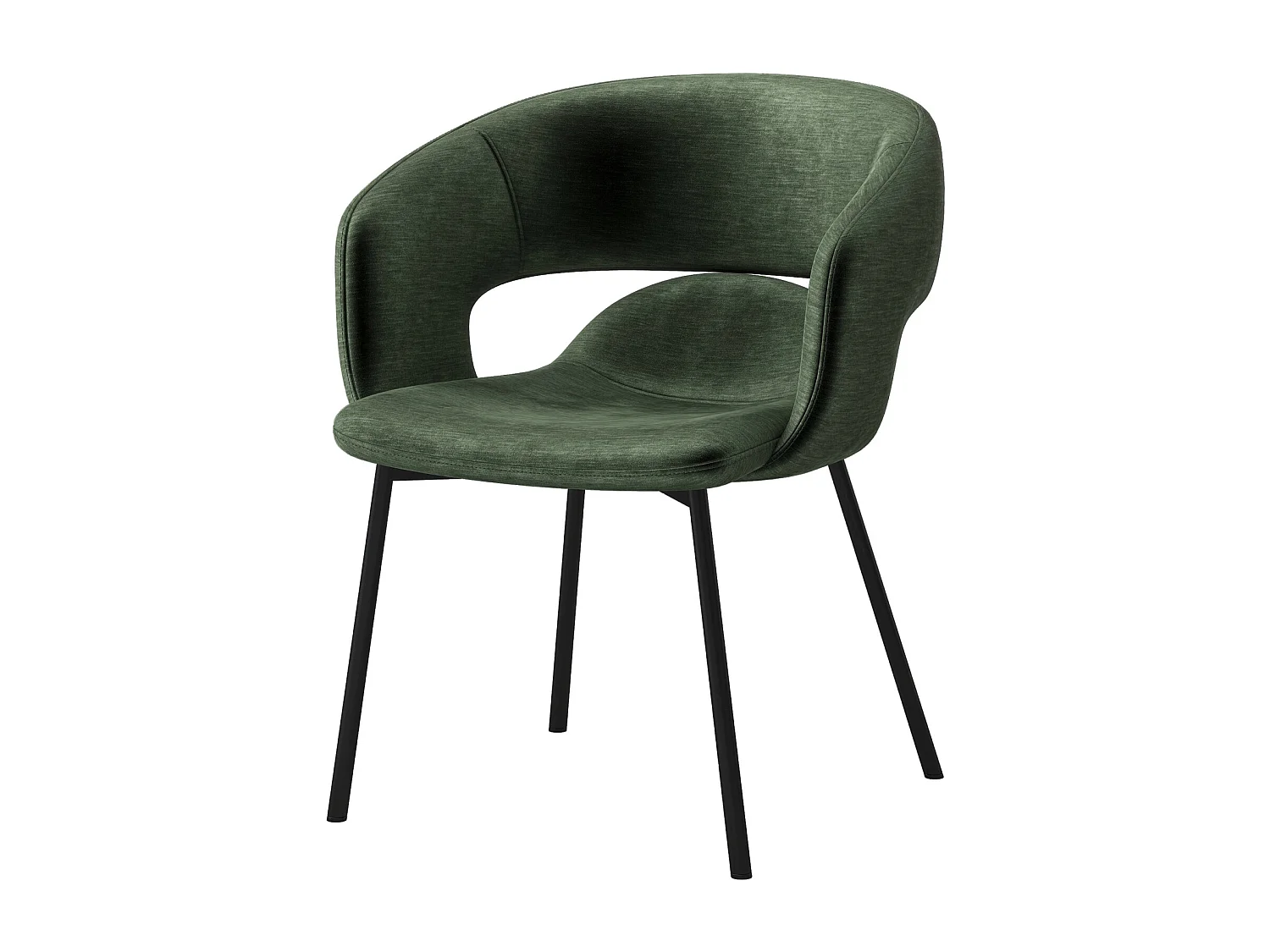 TRAVIS-Sedia in tessuto verde e metallo nero