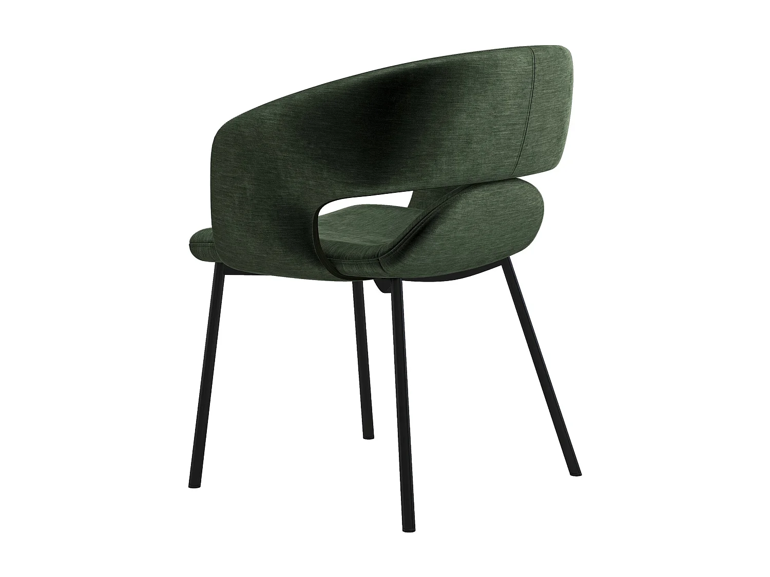 TRAVIS-Sedia in tessuto verde e metallo nero