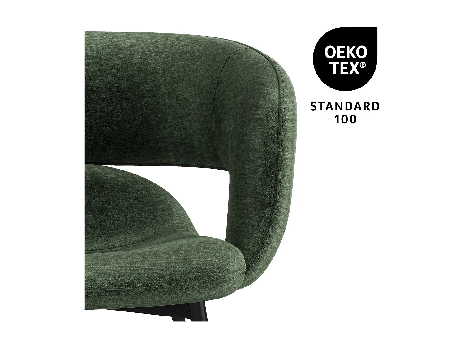 TRAVIS-Sedia in tessuto verde e metallo nero