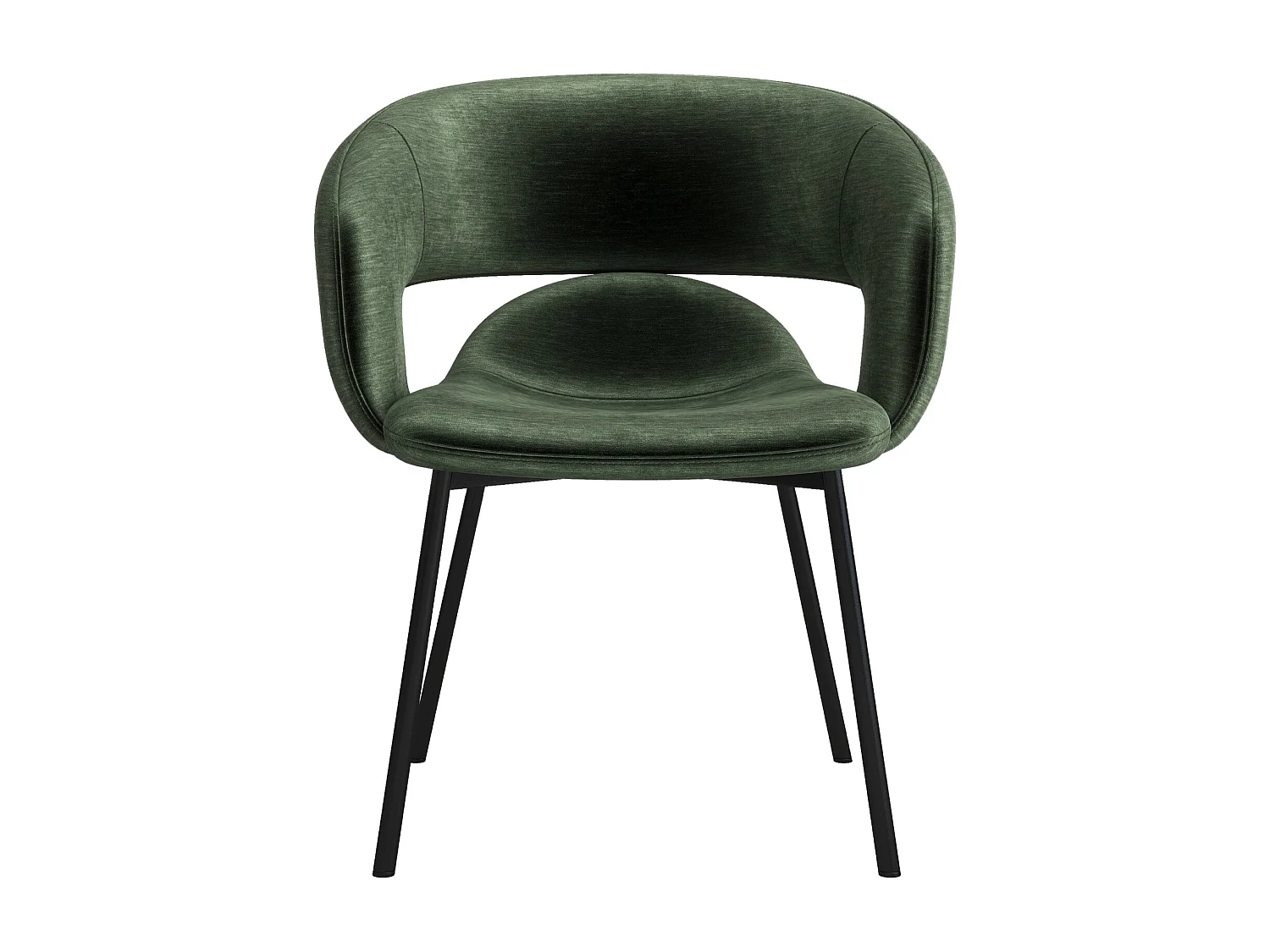 TRAVIS-Sedia in tessuto verde e metallo nero