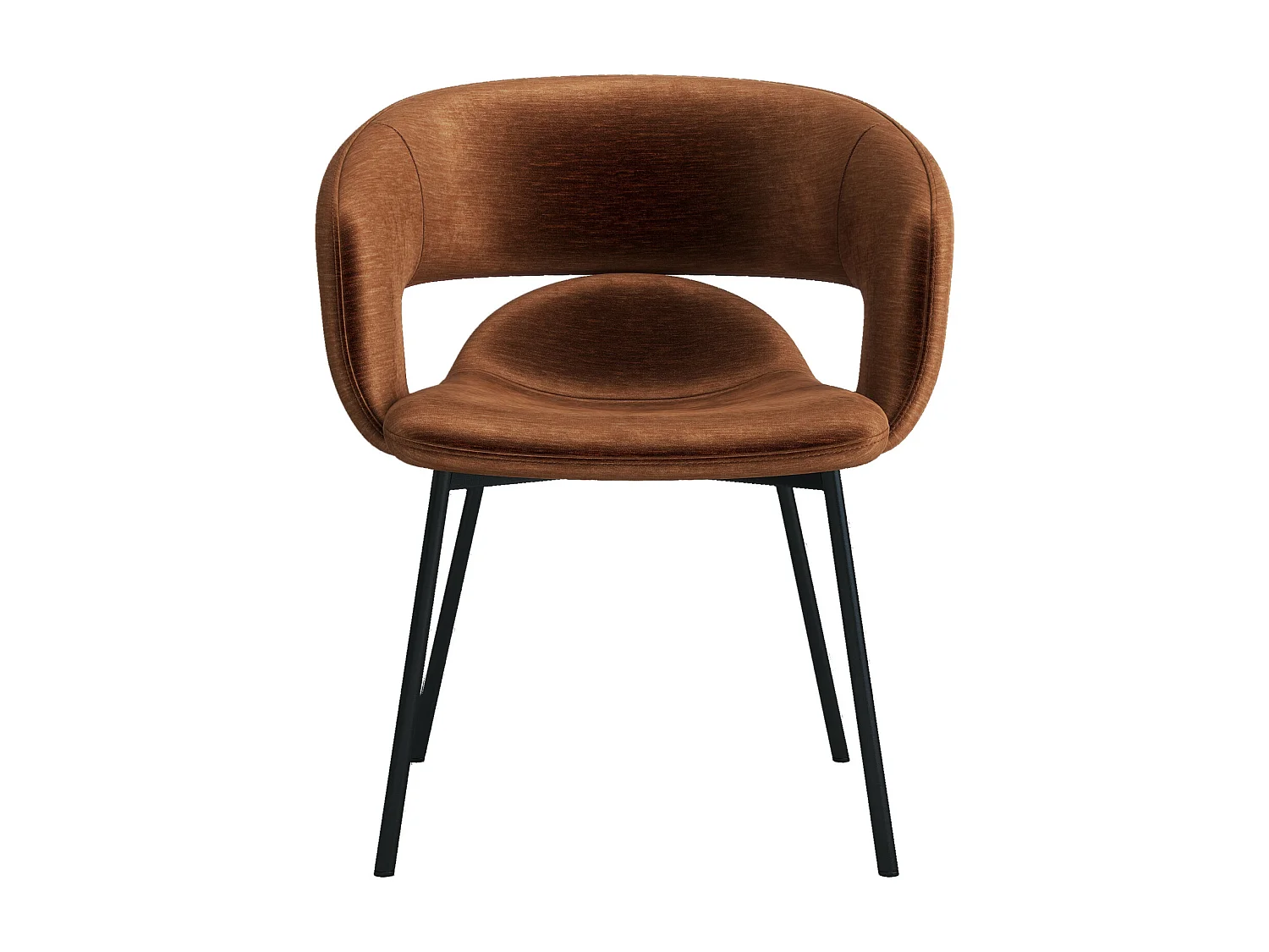 TRAVIS-Fauteuil de table en tissu Retro Terracota et métal noir