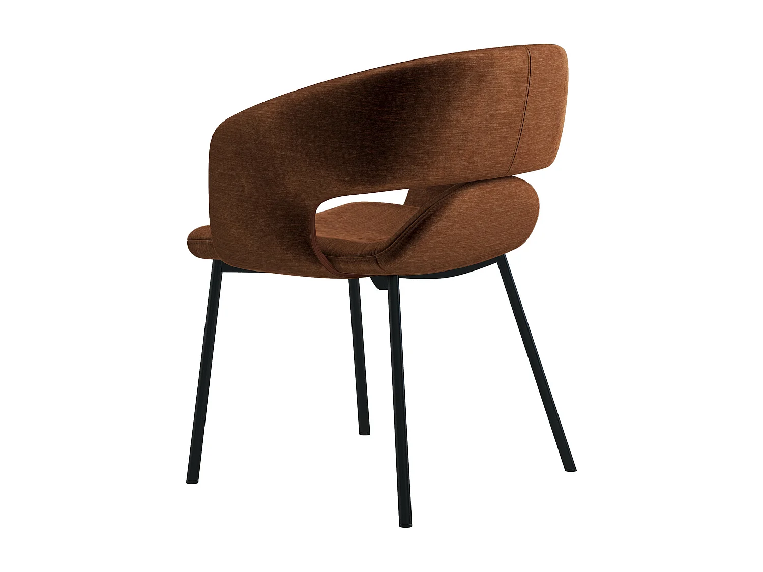 TRAVIS-Fauteuil de table en tissu Retro Terracota et métal noir