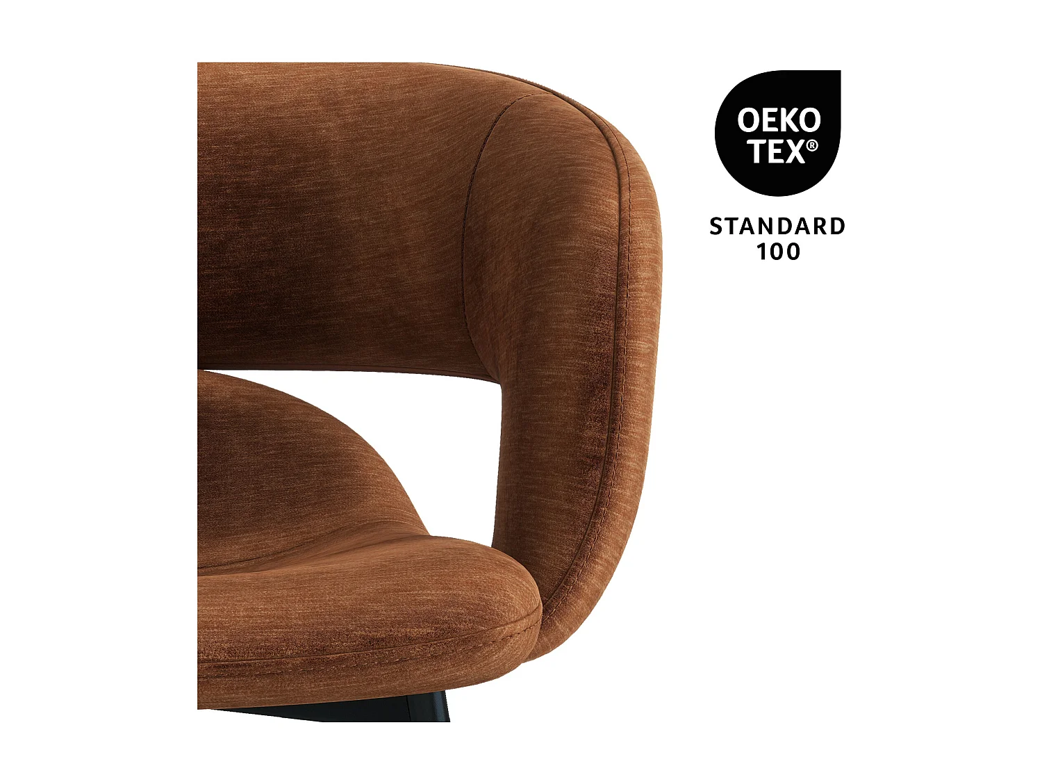 TRAVIS-Fauteuil de table en tissu Retro Terracota et métal noir