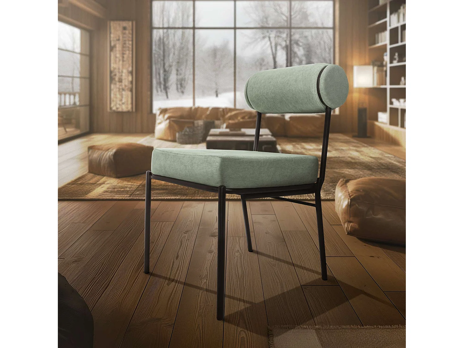 Jeju - Set di 2 sedie di design in metallo e velluto a coste