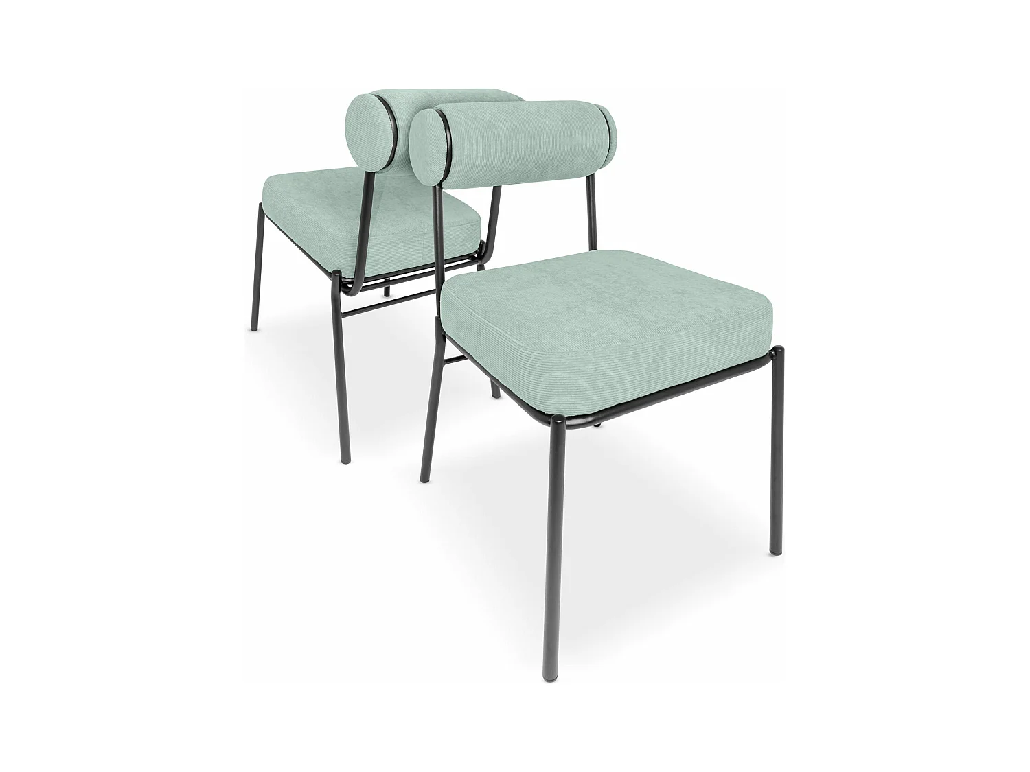 Jeju - Lot de 2 chaises design en métal et velours côtelé