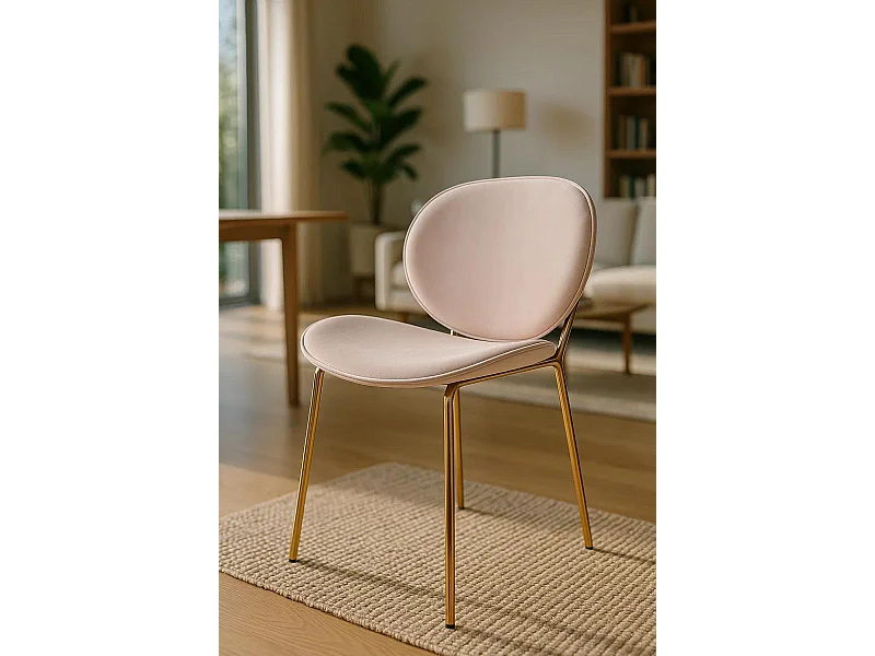 Sillas Comedor - Silla Garry Golden Terciopelo - Rosa claro