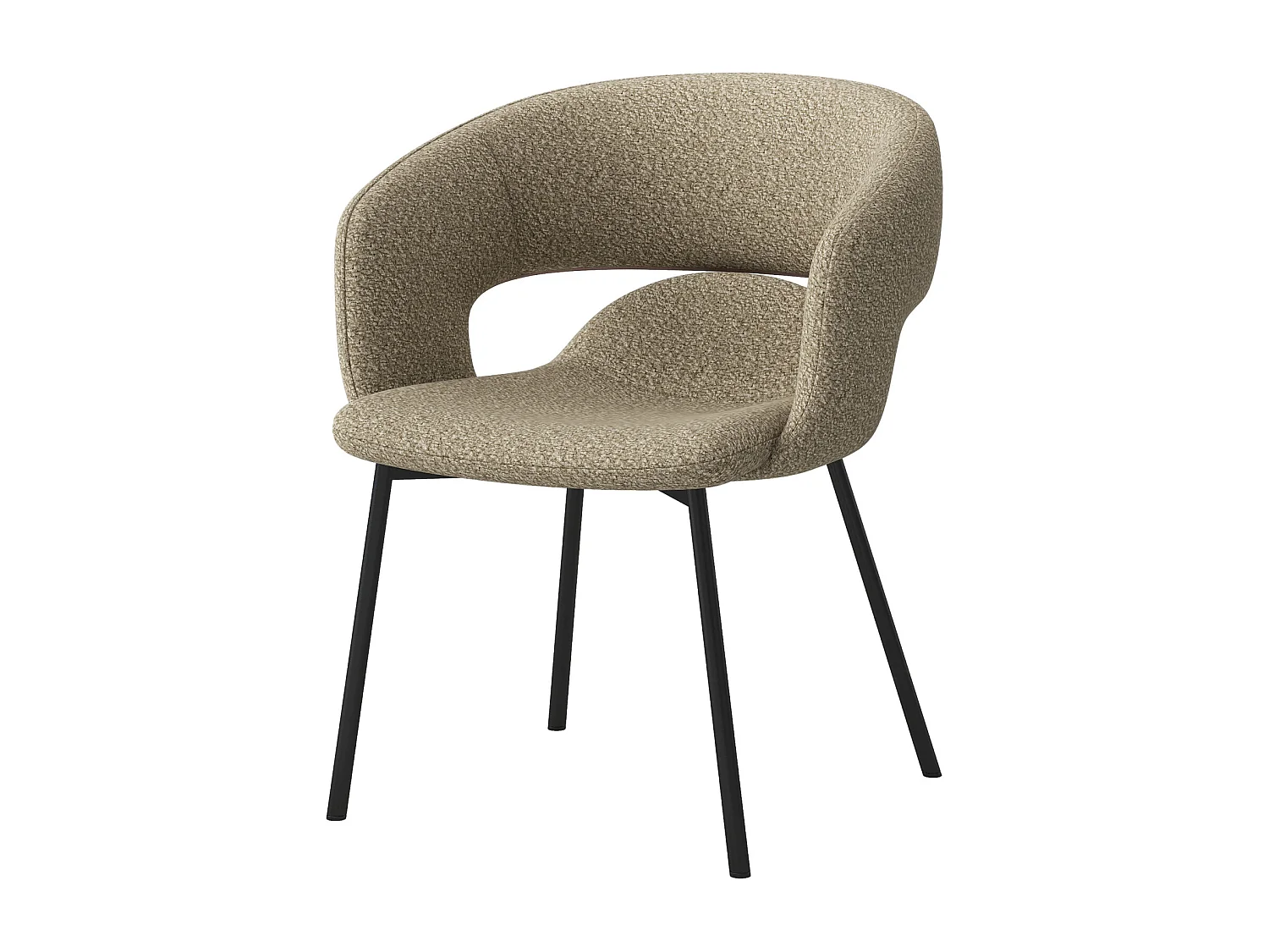 TRAVIS-Poltrona da tavolo in tessuto marrone e metallo