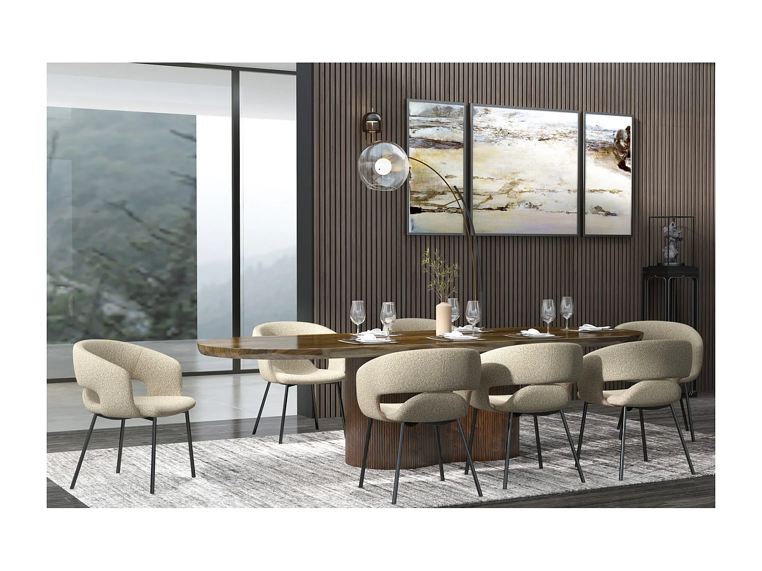 TRAVIS-Poltrona da tavolo in tessuto marrone e metallo