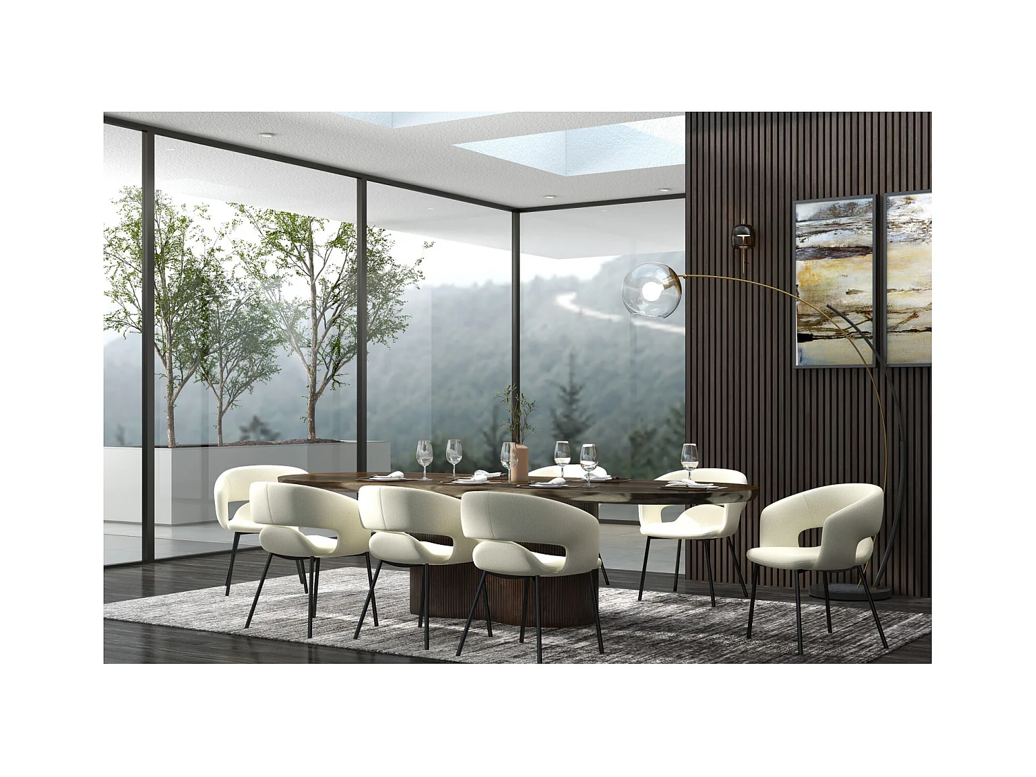 TRAVIS-Poltrona da tavolo in tessuto  Lino e metallo