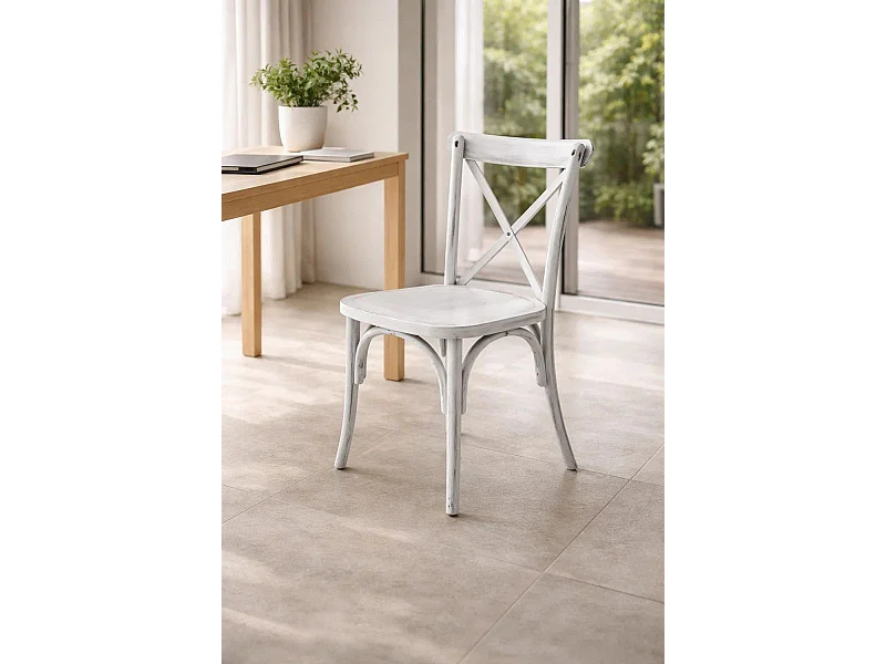 Sillas Comedor - Pack 4 Sillas Altea Polipropileno efecto Madera - Blanco