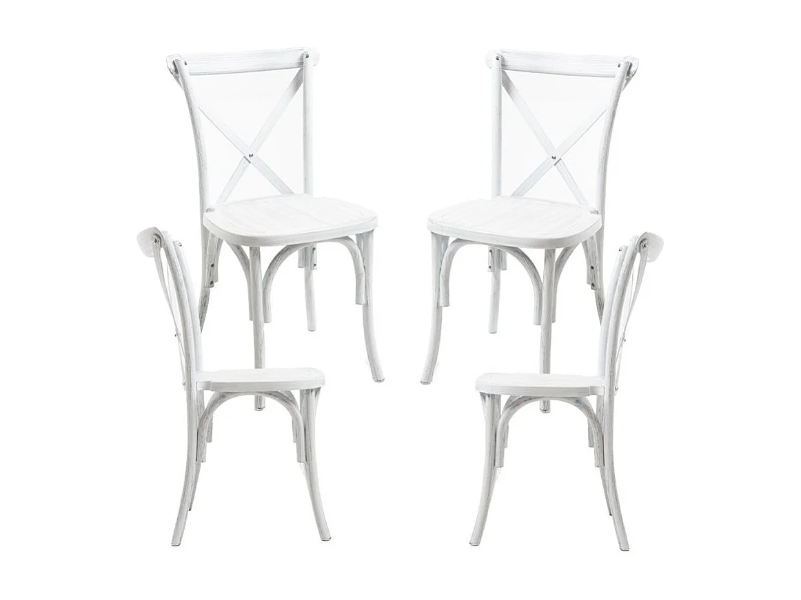 Sillas Comedor - Pack 4 Sillas Altea Polipropileno efecto Madera - Blanco