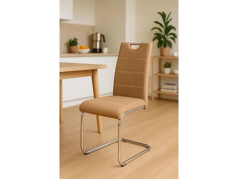 Sillas Comedor - Silla Hallen Tela - Marrón Claro