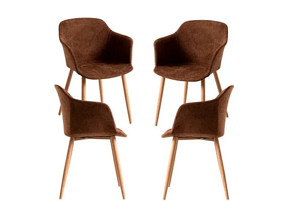 Packs Sillas Comedor - Pack 4 Sillas Kivi Tela - Marrón