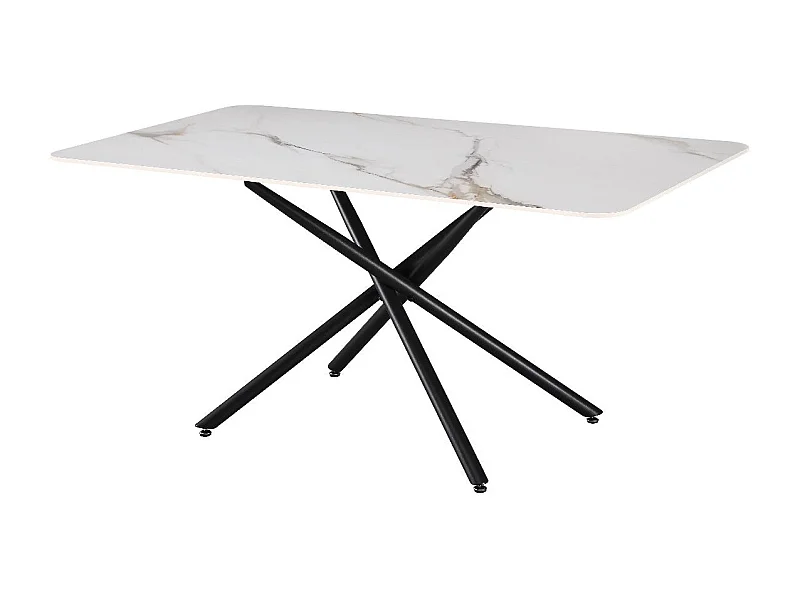 Mesa de Jantar Fixa com Acabamento em Mármore 160cm, Branco