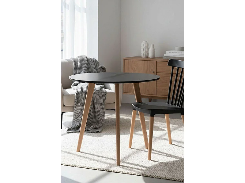 Estilo Nórdico - Mesa Synk Redonda 80 cm - Negro