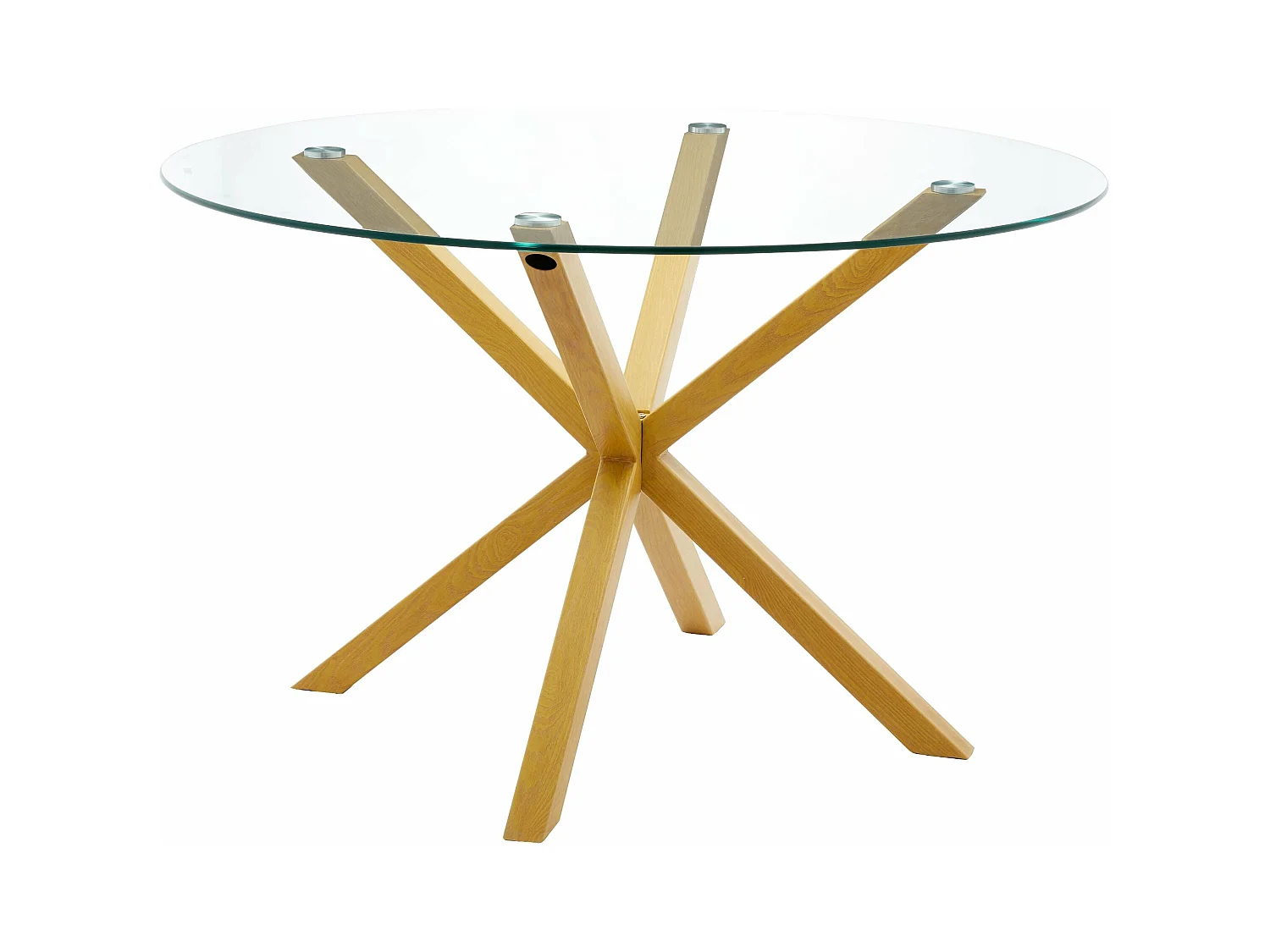 Mesa Redonda em Vidro Temperado Aurora 120cm. Sala de Jantar ou Cozinha, Carvalho