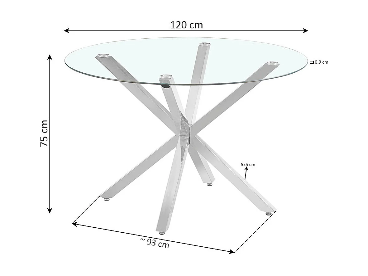 Mesa Redonda em Vidro Temperado Aurora 120cm. Sala de Jantar ou Cozinha, Carvalho