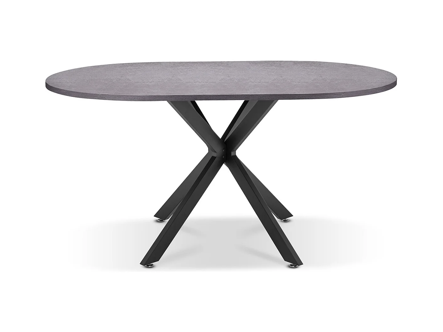 Marui Big - Mesa de comedor ovalada de madera y metal con pie central Kiso 180x100 cm - gris