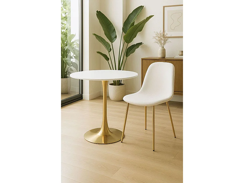 Estilo Nórdico - Mesa Kolio 80 cm Golden - Blanco