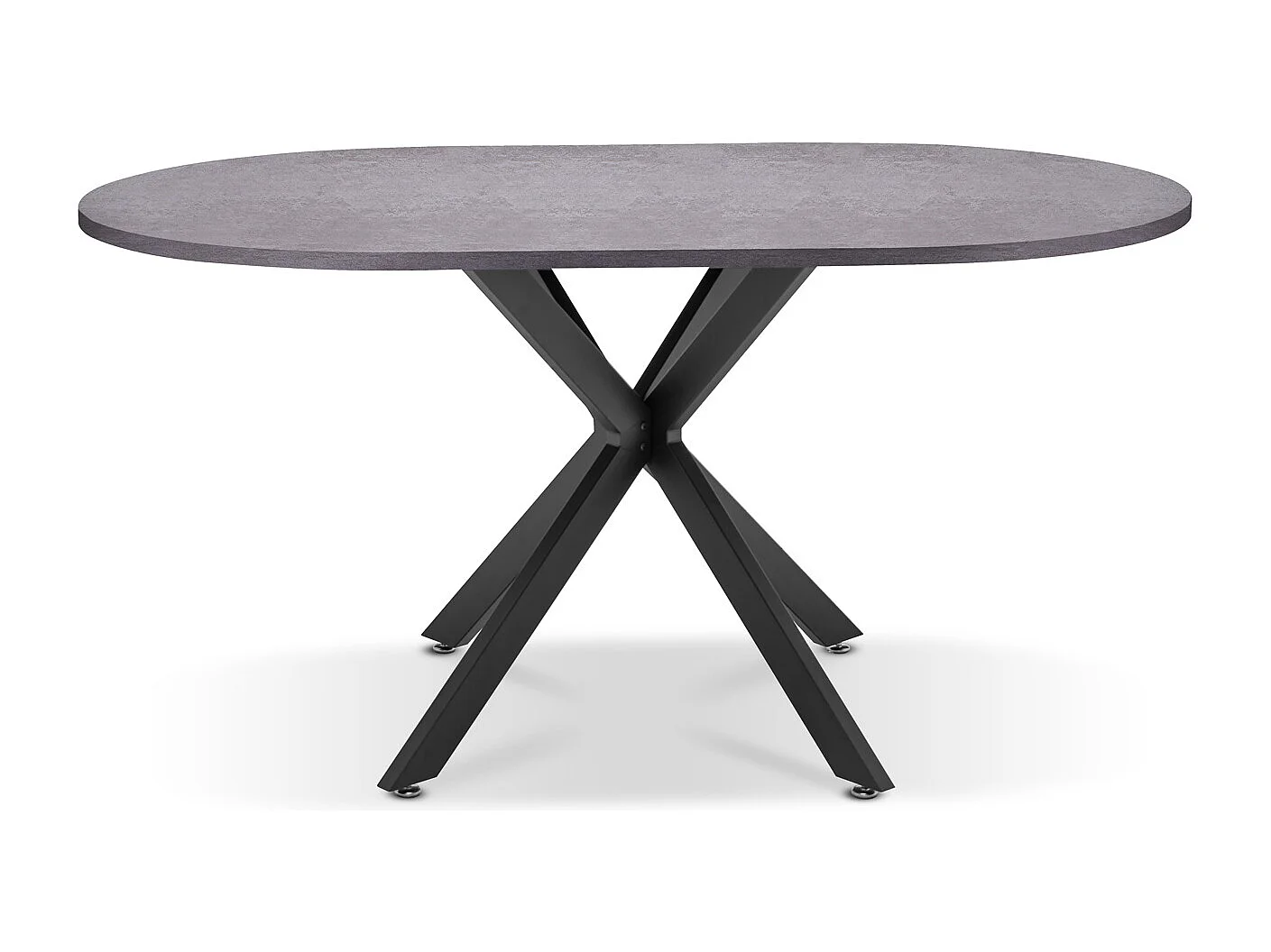 Marui Small - Mesa de jantar oval em madeira e metal com pé central Kiso 150x90 cm - cinza