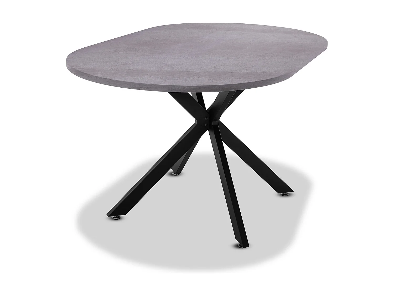 Marui Small - Mesa de jantar oval em madeira e metal com pé central Kiso 150x90 cm - cinza