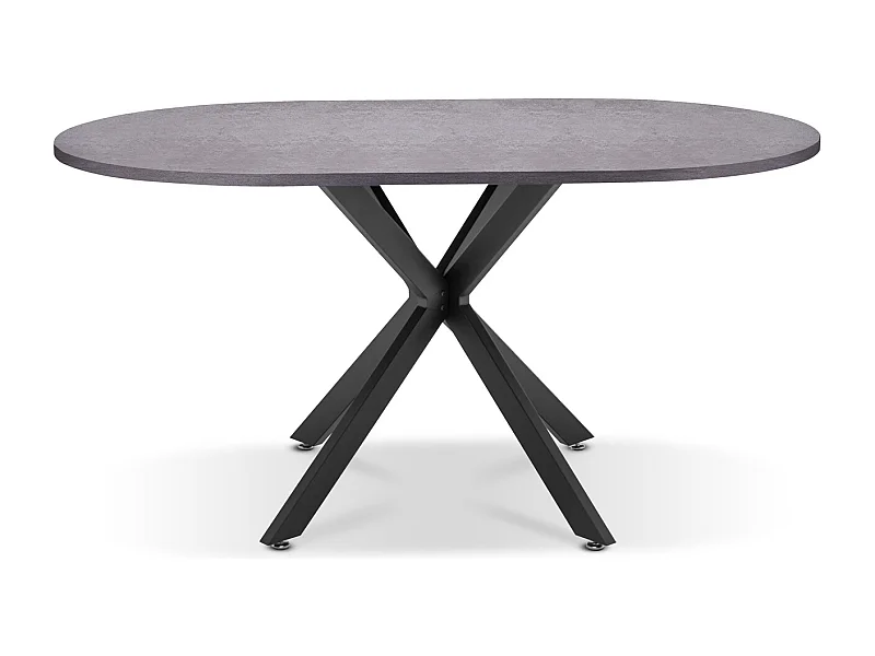 Marui Small - Mesa de jantar oval em madeira e metal com pé central Kiso 150x90 cm - cinza