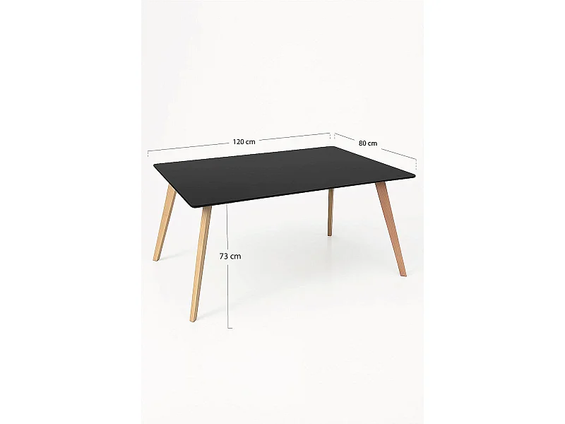 Estilo Nórdico - Mesa Synk Rectangular 120 x 80 cm - Negro
