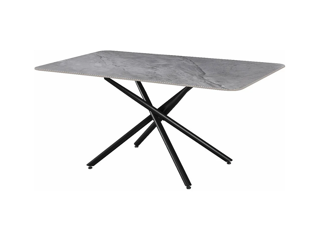 Mesa de Jantar Fixa com Acabamento em Mármore 160cm, Cinza