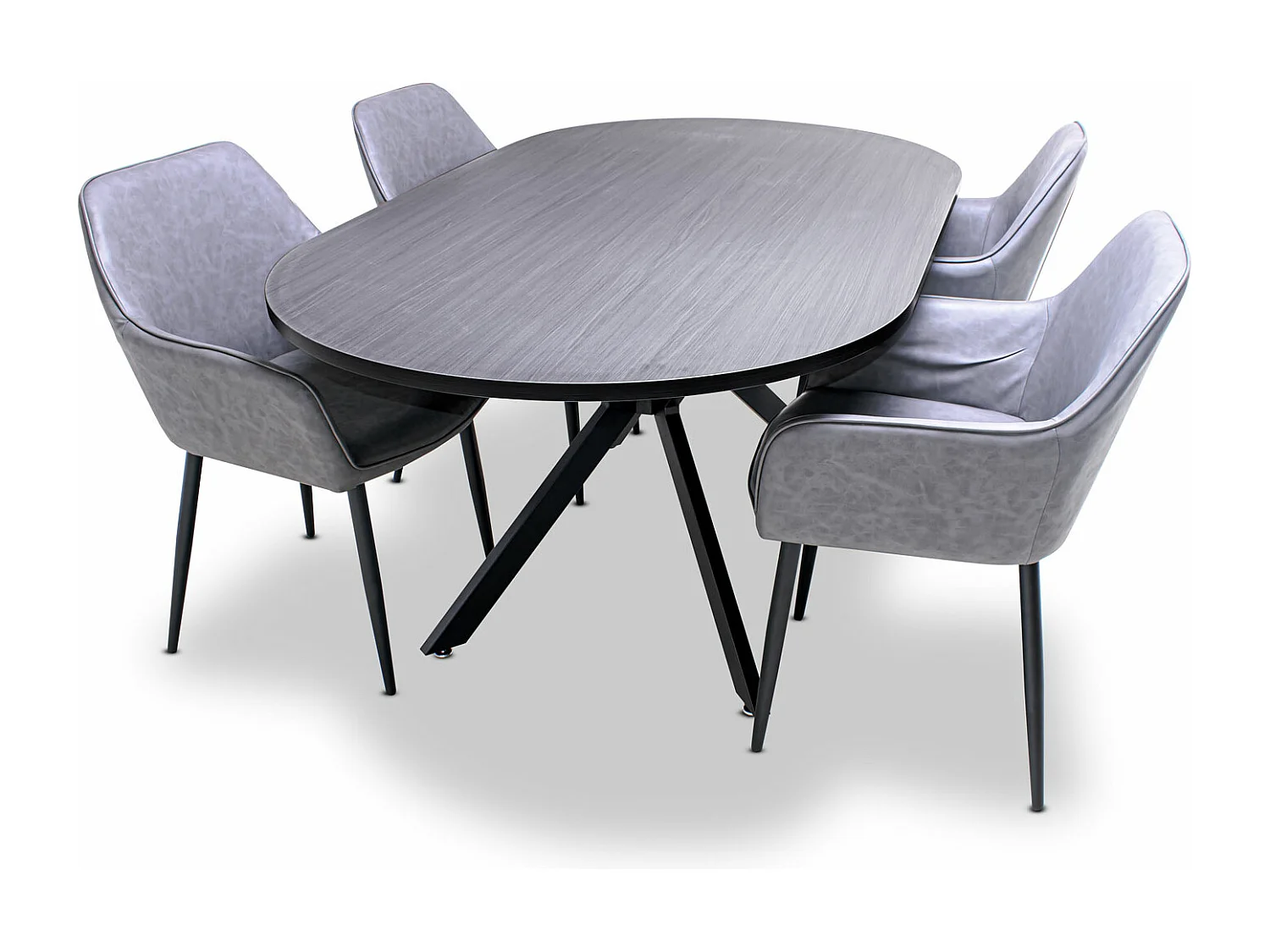 Marui Big - Table à manger ovale en bois et métal avec pied central Ashi 180x100 cm - bois noir