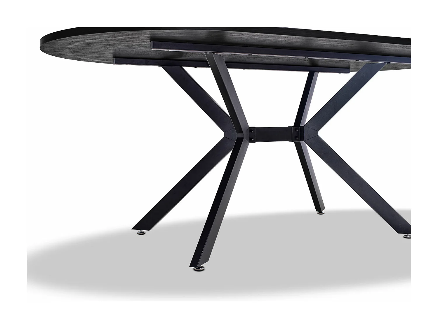 Marui Big - Table à manger ovale en bois et métal avec pied central Ashi 180x100 cm - bois noir