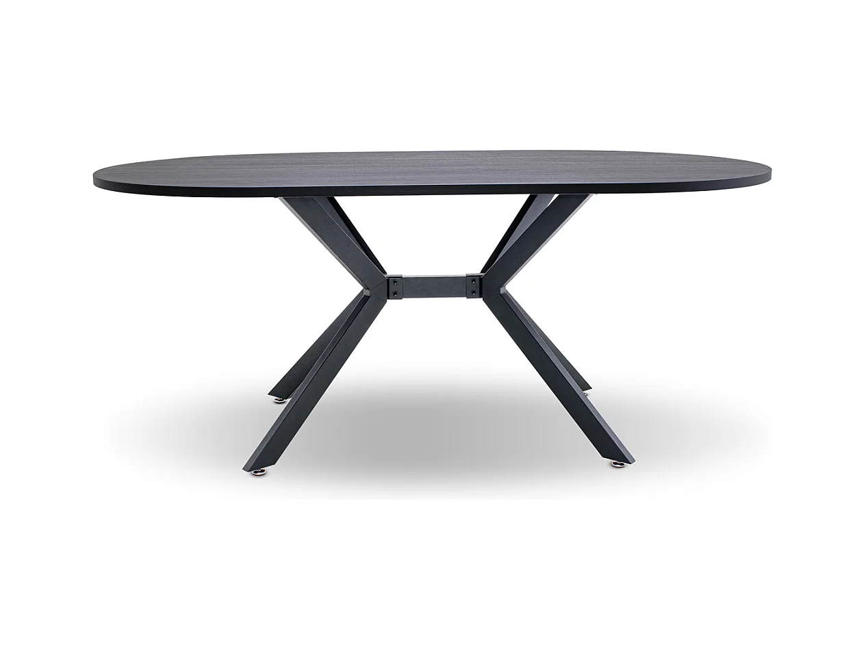 Marui Big - Table à manger ovale en bois et métal avec pied central Ashi 180x100 cm - bois noir