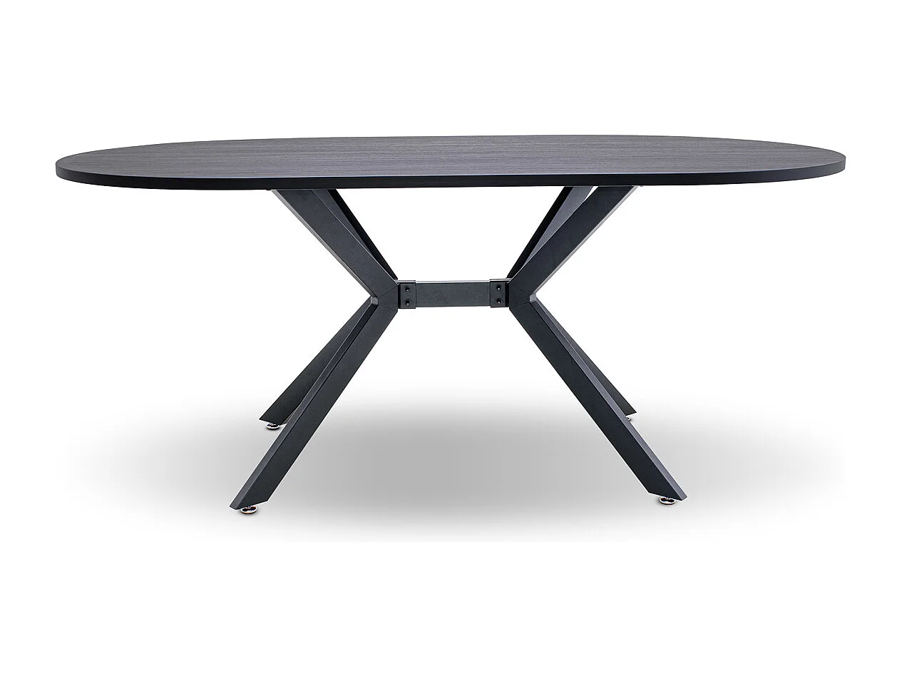 Marui Big - Table à manger ovale en bois et métal avec pied central Ashi 180x100 cm - bois noir