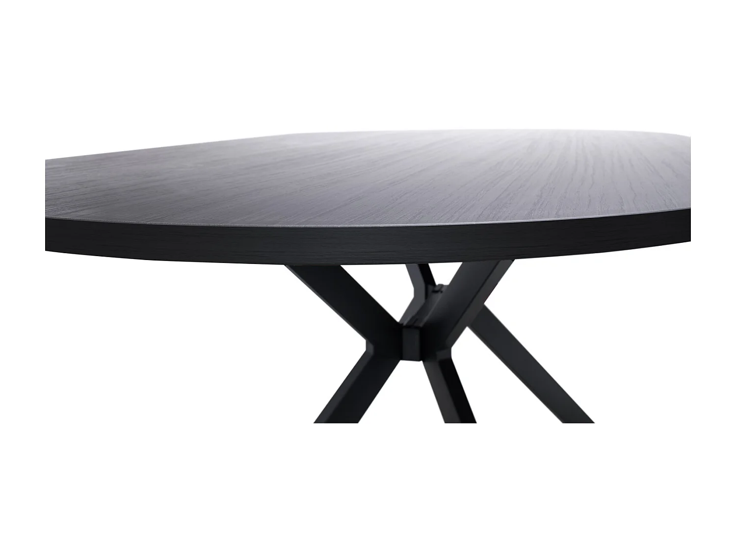 Marui Big - Table à manger ovale en bois et métal avec pied central Ashi 180x100 cm - bois noir